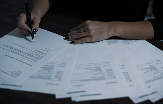 A person signing a document