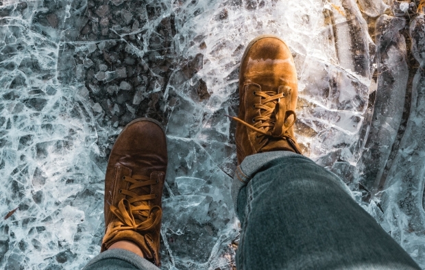 Person walking on ice